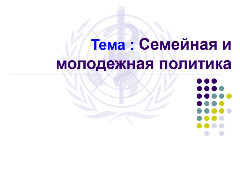 Тема : Семейная и молодежная политика